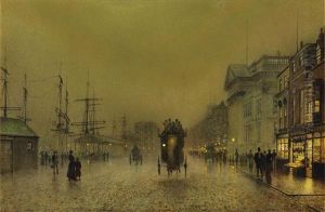 Liverpool Lights, Salthouse Docks by John Atkinson Grimshaw