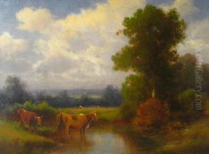 Cows At A Brook by Thomas Bailey Griffin