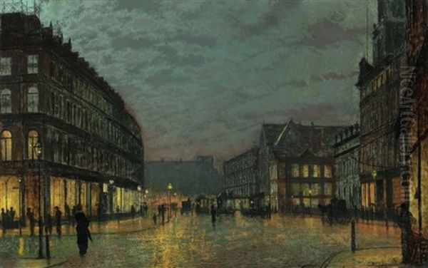 Boar Lane, Leeds By Lamplight - view 1