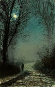 Lovers On A Moonlit Lane by John Atkinson Grimshaw