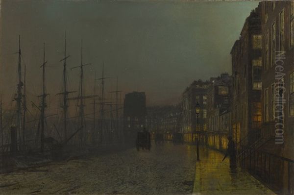 Clyde Shipping, Wet Moonlit Night - view 1