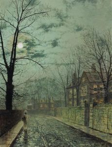 A Moonlit Road by John Atkinson Grimshaw