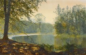 The Quiet Of The Lake, Roundhay Park by John Atkinson Grimshaw