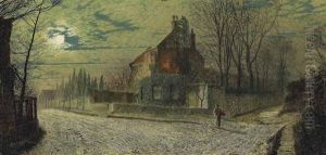 Yew Court, Scalby, On A November Night by John Atkinson Grimshaw