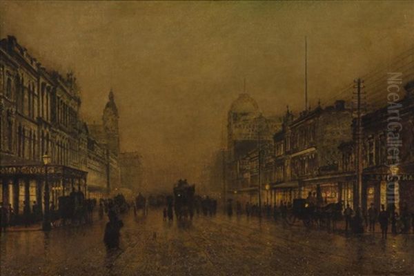 A Winter Evening Swanston Street, Melbourne - view 1