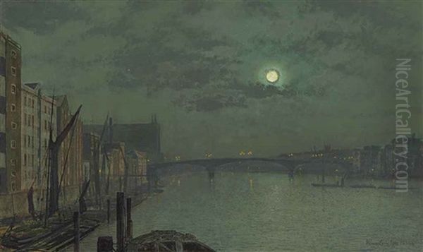 View From Blackfriars Bridge By Moonlight - view 1