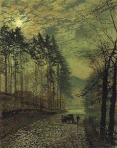 Near Hackness, A Moonlit Scene With Pine Trees by John Atkinson Grimshaw
