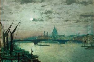 Southwark Bridge And St. Paul's by John Atkinson Grimshaw
