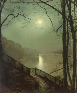 Moonlight On The Lake, Roundhay Park, Leeds by John Atkinson Grimshaw