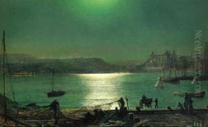 Scarborough Bay By Moonlight by John Atkinson Grimshaw