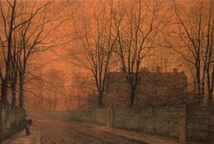 A Moonlit Country Lane by John Atkinson Grimshaw