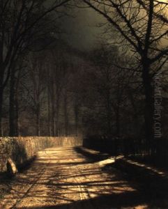 A Moonlit Lane, With Two Lovers By A Gate A Moonlit Lane, With Two Lovers By A Gate