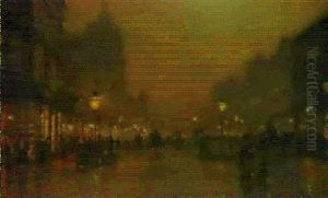 A Street At Night by John Atkinson Grimshaw