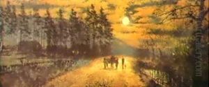 A Moonlit Road by John Atkinson Grimshaw