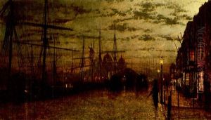 Humber Dock Side, Hull by John Atkinson Grimshaw