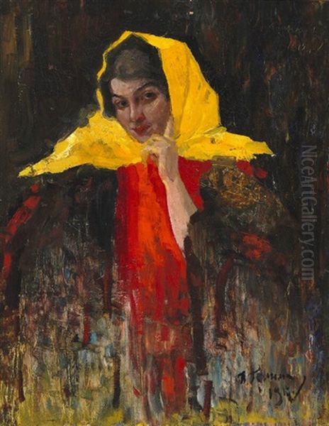 A Russian Woman With A Yellow Shawl - view 1