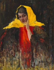 A Russian Woman With A Yellow Shawl