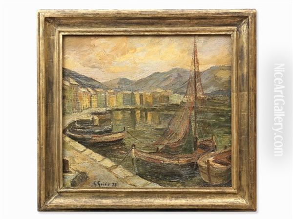 Harbor Scene With Fishing Boats - view 1