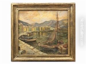 Harbor Scene With Fishing Boats by Georges Griois