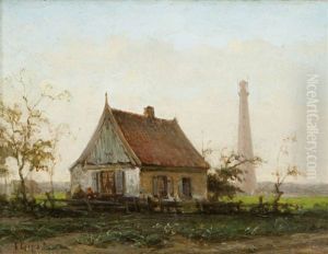 Landschap Met Hoeve En Vuurtoren