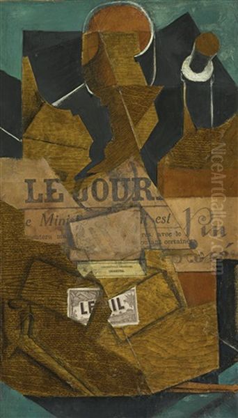 Tabac, Journal Et Bouteille De Vin Rose - view 1