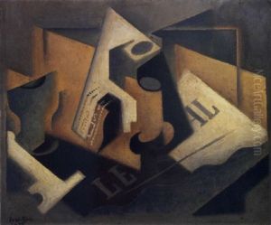 Pipe, Tabac, Verre Et Journal by Juan Gris