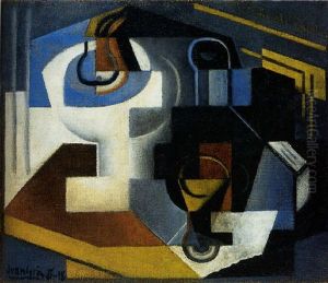 Carafe, Verre Et Compotier by Juan Gris