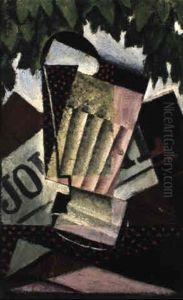 Verre, Journal Et Feuillage by Juan Gris