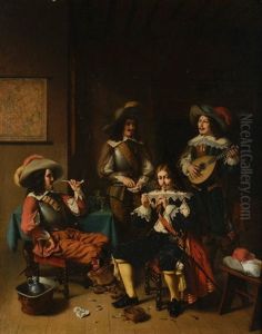 Compagnie Elegante De Fumeurs Et Musiciens by Louis-Joseph Grisee