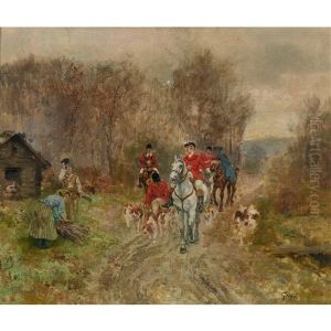 Reiter Mit Hunden Vor Der Treibjagd Reiter Mit Hunden Vor Der Treibjagd