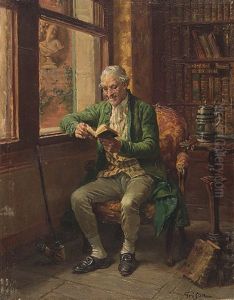 Interieur Mit Herrn, In Balzacs Contes Drolatiques Lesend by Francois Adolphe Grison
