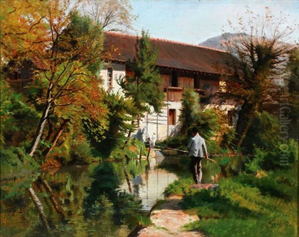 Fishing By A Country House - view 1