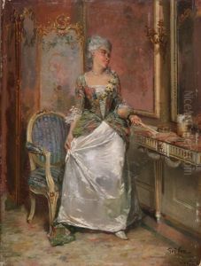 Dame Vor Dem Spiegel by Francois Adolphe Grison