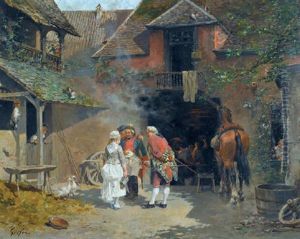 La Cour Devant La Forge by Francois Adolphe Grison
