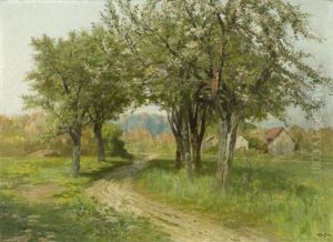 Landschaft Mit Bluhenden Baumen