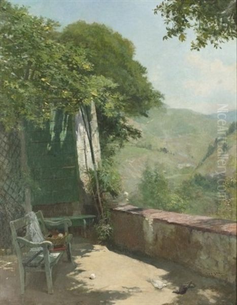 Idyllisch Gelegene Laube In Einer Sommerlandschaft - view 1