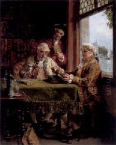 In The Library by Francois Adolphe Grison