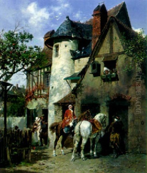 The Arrival Of The Horsemen To The Inn - view 1