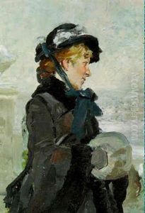 Elegante Au Manchon Ou L'hiver by Francois Adolphe Grison