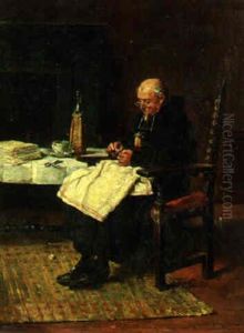 Mending A Cloth Napkin by Francois Adolphe Grison