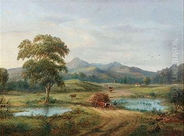 Rural Scene With Dray, Figures And Cottages - view 1