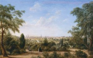 Melbourne From The Botanic Gardens (view Of Melbourne Looking Across The Yarra From The Botanical Gardens, With Mount Macedon In The Distance)