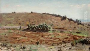 Chasseur Et Son Chien Dans La Campagne by Pierre Grivolas