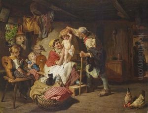 Peasant Family In The Living Room by Konrad Grob