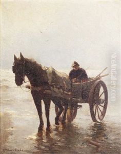 Shrimp Fisherman On The Beach by German Grobe