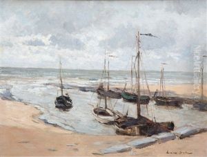 Bomschuiten Possibly At The 'uitwatering' Of The Old Rhine In Katwijk Aan Zee by German Grobe
