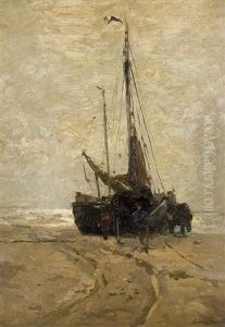 Fischkutter Am Strand by German Grobe