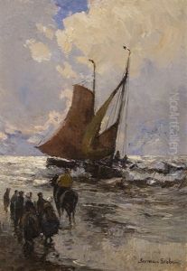 Fishermen On The Shore by German Grobe