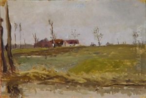 Gehofte In Winterlicher Niederrheinlandschaft by German Grobe