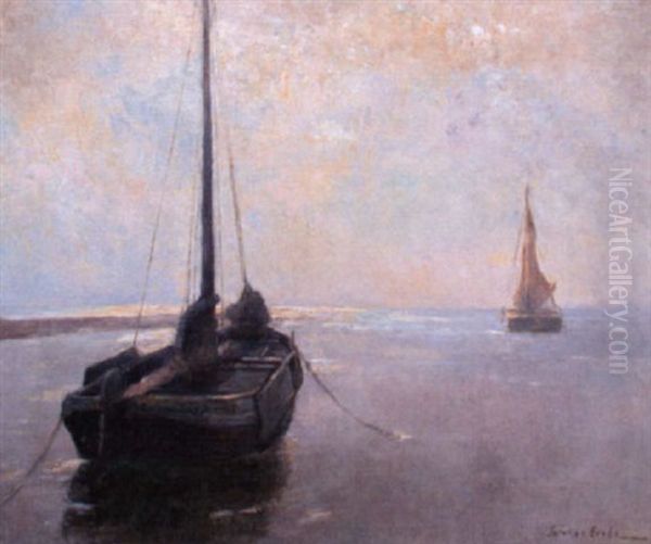 Zwei Ewer Bei Sonnenaufgang - view 1